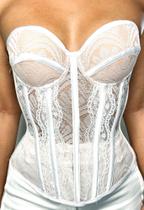 Corset em Crinol e Renda Branca Tamanho 36