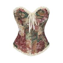 Corset Modelador Feminino Com Renda Em Flor De Damasco, Suporte Para O Bust, Estilo Court Corset Modelador Feminino Com Renda Em Flor De Damasco, Suporte Para O Bust, Estilo Court