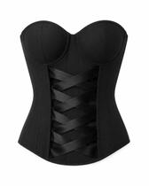 Corset sem alça Preto com Zíper Frontal Cor:PretoTamanho:M Corset sem alça Preto com Zíper Frontal Cor:PretoTamanho:M