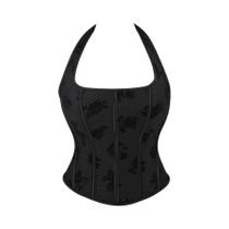 Corset Tubular Ajustável Preto Com Suporte Para O Peito, Cintura Franzida E Alça Elástica Corset Tubular Ajustável Preto Com Suporte Para O Peito, Cintura Franzida E Alça Elástica