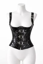 Corset Vinil Preto Cor:PretoTamanho:G