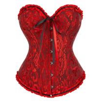 Corset Vitoriano Feminino plus Size Com Cadarço, Floral, Bustier Sexy, Lingerie Preta, Vermelha E