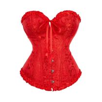 Corset Vitoriano plus Size Sexy Overbust Com Renda, Lingerie Vintage Com Estampa Floral Em Branco,