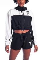 Corta-vento cropped - logo - preto/branco Corta-vento cropped - logo - preto/branco
