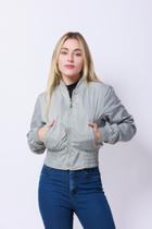 Corta Vento Feminino Cinza Claro Alta Qualidade Moda Feminina