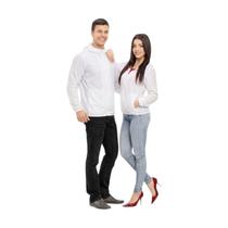 Corta Vento Impermeável Branco Unissex com Bolsos e Capuz Corta Vento Impermeável Branco Unissex com Bolsos e Capuz