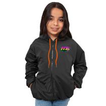 Corta Vento MB Sport Infantil Feminino Preto Multicor Com Laranja Impermeável