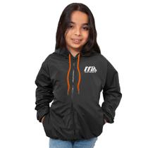Corta Vento MB Sport Infantil Feminino Refletivo Preto Com Laranja Impermeável