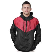 Corta vento tactel unissex preto e vermelho