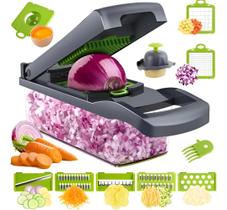 Cortador Alimentos Ralador Para Cozinha 16 em 1 Inox Maxmulti Verde