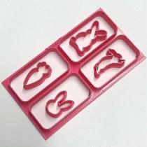 Cortador Alta Produção Retangular 6x3cm com 4 Mini Cortadores para Páscoa - D250302 e D250303 Cortador Alta Produção Retangular 6x3cm com 4 Mini Cortadores para Páscoa - D250302 e D250303