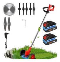 Cortador Aparador De Grama Roda Elétrico Com 2 Baterias 48V