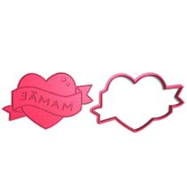 Cortador Biscoito Massa Coração Mãe Faixa Amor Fofo