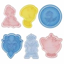 Cortador Biscoito Molde Forma A BELA E A FERA Marcador Carimbo Pasta Americana Massa