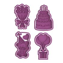 Cortador Biscoito Molde Forma ANIVERSARIO CASAMENTO DEBUTANTE BOLO FLOR PRESENTE Marcador Carimbo Pasta Americana MassA