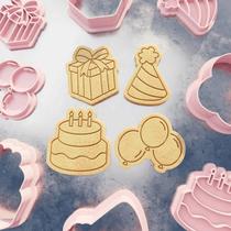 Cortador Biscoito Molde Forma ANIVERSARIO Marcador Carimbo Pasta Americana Massa