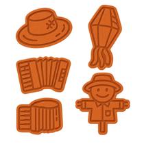 Cortador Biscoito Molde Forma FESTA JUNINA FESTA SAO JOAO Marcador Carimbo Pasta Americana Massa