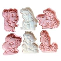 Cortador Biscoito Molde Forma PRINCESAS DISNEY Marcador Carimbo Pasta Americana Massa