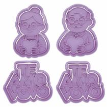 Cortador Biscoito Molde Forma TE AMO VOVO AVOS Marcador Carimbo Pasta Americana Massa