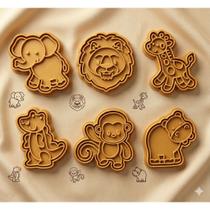 Cortador Biscoito Safari Kit 6 Animais Molde Pasta Americana Cookie