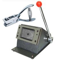 Cortador Cartão Pvc Crachá Manual e Alicate Furador Ovoide