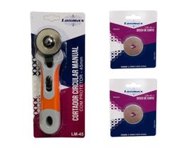 Cortador Circular Manual + 2 Lâminas de Corte de 45mm Lanmax cabo emborrachado ideal para tecidos Patchwork Artesanato Costura