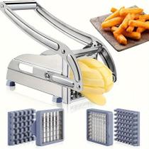 Cortador de batatas fritas em aço inoxidável pesado com conjunto de lâminas Cortador de batatas fritas em aço inoxidável pesado com conjunto de lâminas