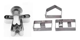 Cortador De Biscoito Boneco + Casinha De Gengibre Natal Inox