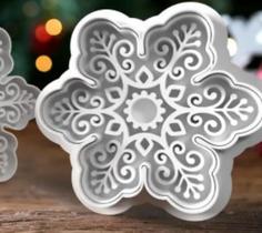 Cortador de Biscoito Natalino modelo Floco de Neve Ornamental