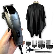 Cortador de cabelo barba profissional 18w titanio e capa kit