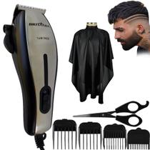 Cortador de cabelo inox britania 14w e capa profissional kit