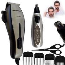 Cortador de cabelo potente 14w e aparador de pelo nariz kit - Britânia