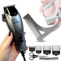 Cortador de cabelos profissional 18w e pente para barba