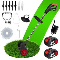 Cortador De Grama 48V 2500W 8000 mAh Roçadeira Eletrica Com Rodas 2 Baterias Com Acessórios