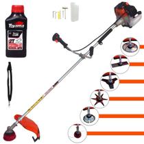 Cortador de Grama À Gasolina Import Way IWRGM2T5X163 63cc 3HP Alta Performance Roçadeira Com Carretel Nylon e Kit de 6 Opções de Corte + Óleo Toyama