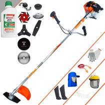 Cortador de Grama À Gasolina Vulcan VR430-S 43cc 1,7HP Roçadeira Com Facas 2 Pontas, 3 Pontas, 6 Pontas, 40 Dentes de Vídea, 80 Dentes, Trimmer, Escova de Aço e Carretel de Nylon + EPI + ÓLEO STIHL 2T