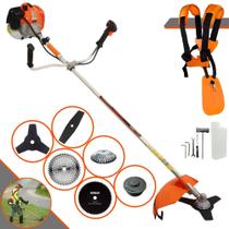 Cortador de Grama À Gasolina Vulcan VR620H Motor 2T 62cc 3HP 12.500rpm Roçadeira Lateral Completa Multifuncional Robusta e de Alta Perfomance Com 6 Opções de Cortes Para Todos os Tipos de Trabalho