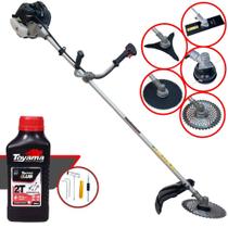 Cortador de Grama Anmax CG430-B À Gasolina 43cc 1,7HP 12.000rpm Roçadeira Lateral Completa Com 5 Opções de Cortes Faca 2 Pontas, 3 Pontas, 40 Dentes, 80 Dentes e Carretel de Nylon + ÓLEO TOYAMA 2T