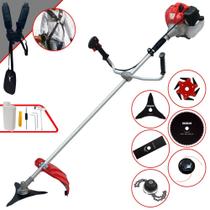 Cortador de Grama Anmax CG430P-TB À Gasolina 2T 43cc 2HP 9.000rpm Multifuncional Completa Com Carretel de Nylon e Lâmina Facão + EXTRA Lâmina 3 Pontas, Lâmina 6 Pontas, Lâmina 80 Dentes e Trimmer