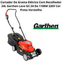 Cortador De Grama Elétrico Com Recolhedor 24L Garthen Leve GC-34 De 1100W 220V Cor Preto Vermelho