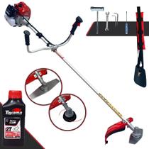 Cortador de Grama Lateral À Gasolina Kawashima BCJ431-L 43cc Motor 2 Tempos 1,7HP de Potência 10.000rpm Roçadeira Completa Profissional Com Carretel de Nylon + Lâmina 2 Pontas + ÓLEO TOYAMA FG50