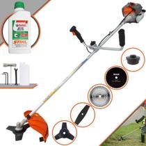 Cortador de Grama Lateral À Gasolina Vulcan VR330P 1,2HP de Potência 33cc 10.000rpm Roçadeira Robusta Completa Com Guidão Anti-Vibração 5 Opções de Cortes Para Todos os Tipos de Trabalho + ÓLEO STIHL