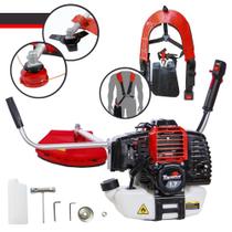 Cortador de Grama Multifuncional Toyama RT43L À Gasolina Motor 2 Tempos 43cc 1,7HP de Potência 10.000rpm Roçadeira Lateral Completa Com 2 Opções de Cortes Cabeçote de Nylon + Lâmina 3 Pontas