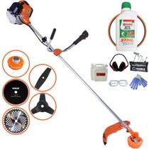 Cortador de Grama Terra GR520-XP À Gasolina 52cc 2,5HP 6.500rpm Roçadeira Lateral Completa Com 5 Opções de Cortes Faca 2 Pontas, 3 Pontas, 40 Dentes Vídea, 80 Dentes e Carretel + ÓLEO STIHL 2T + EPI