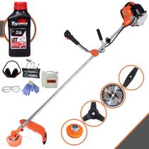 Cortador de Grama Terra GR520-XP À Gasolina 52cc 2,5HP de Potência 6.500rpm Roçadeira Lateral Completa Com 4 Opções de Cortes Faca 2 Pontas, 3 Pontas, 40 Dentes Vídea e Carretel + ÓLEO TOYAMA 2T + EPI