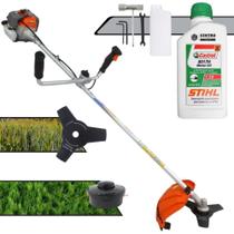 Cortador de Grama Vulcan VR330-P À Gasolina 33cc 1,2HP 10.000rpm Roçadeira Completa Para Todos os Tipos de Trabalho Com Guidão Anti-Vibração Lâmina 3 Pontas + Carretel de Nylon + ÓLEO STIHL 2 Tempos