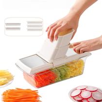Cortador de mandolina de vegetais com recipiente e 5 lâminas