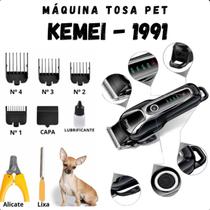 Cortador de Pelos Kemei KM-1991 Silencioso e Recarregável, Ideal para Animais