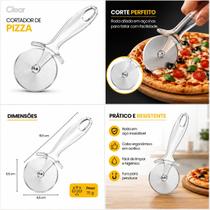 Cortador de Pizza em Aço Inox com Cabo Acrílico Transparente Roda Inox Resistente - CFMULTIS Cortador de Pizza em Aço Inox com Cabo Acrílico Transparente Roda Inox Resistente - CFMULTIS