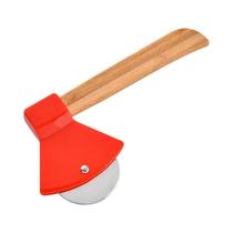 Cortador De Pizza Em Aço Inoxidável Com Cabo De Bambu, Formato De Machadinha, Para Massa E Waffles